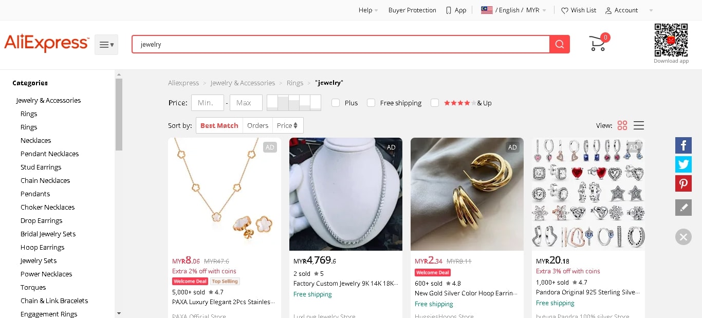 barangan kemas dari AliExpress