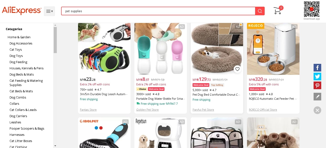 bekalan haiwan kesayangan dari AliExpress